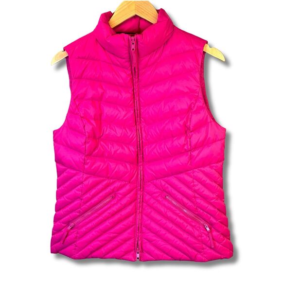 Talbots Petites Down Puffer Vest MP Pink Quilted 90/10 Down Packable Warm Zipper - Picture 1 of 12